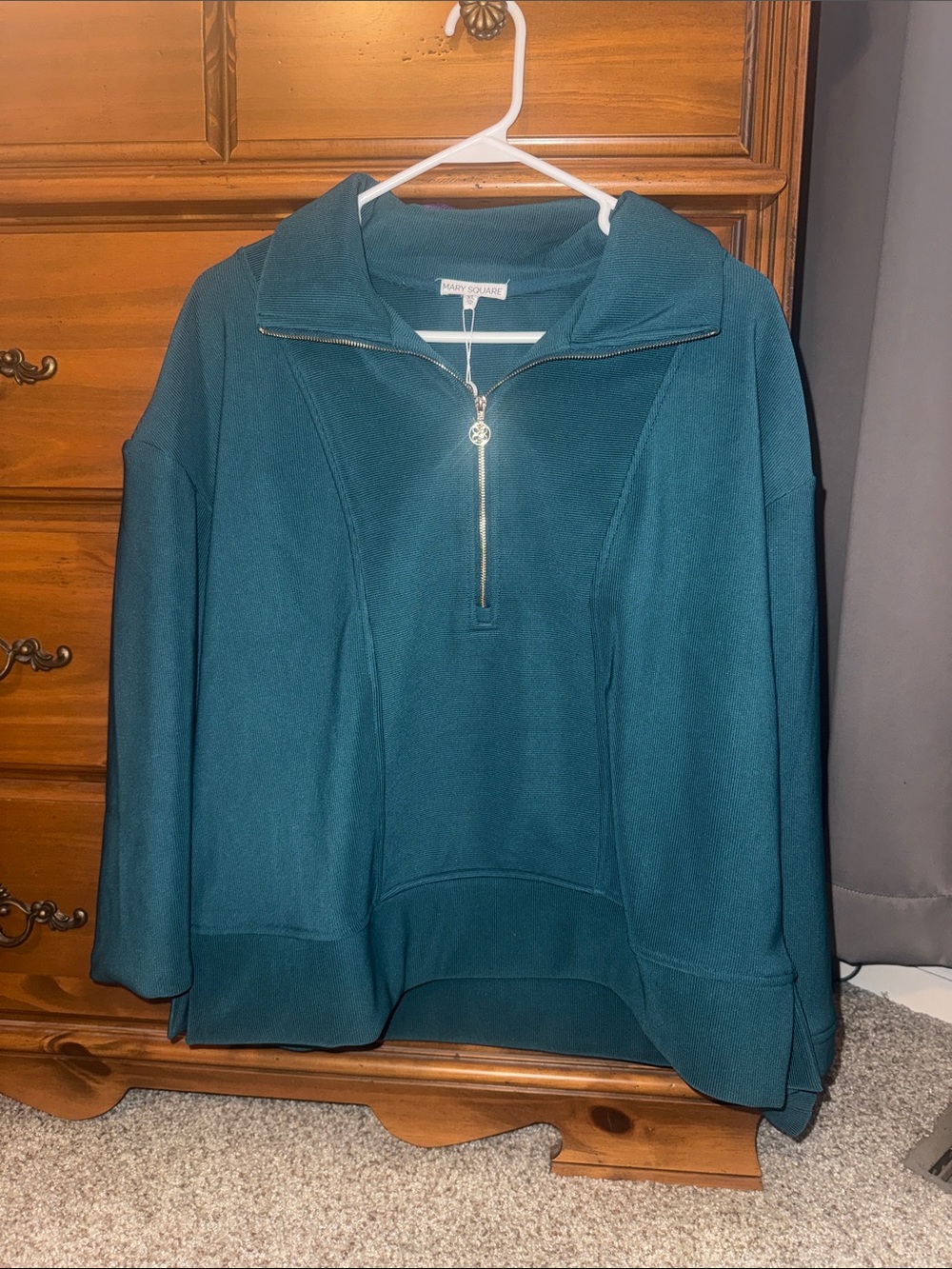 Cozy Quarter-Zip Pullover Sweatshirt - Gulf Blue